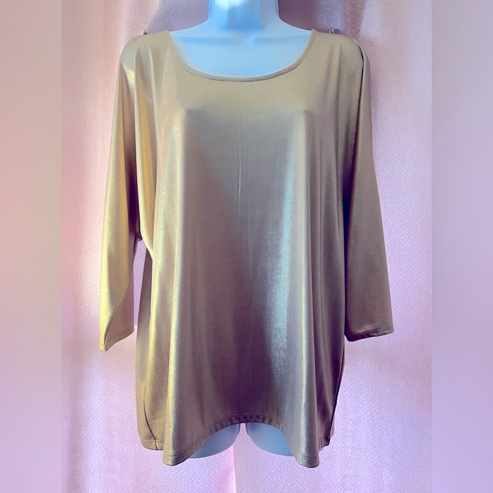 INC cold shoulder blouse with rhinestone detail